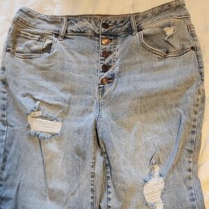 Women's Light Blue Distressed Jeans